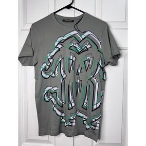 NWOT Roberto Cavalli Mens T Shirt Size S Green Graphic Logo Tee Designer Top